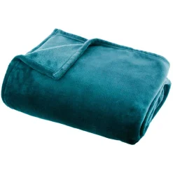 Plaid Et Jeté|EMINZA Plaid doux flanelle (180 x 230 cm) Didou Bleu canard