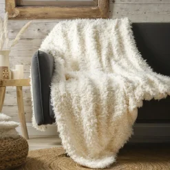 Plaid Et Jeté|EMINZA Plaid fausse fourrure (130 x 160 cm) Caline cassé Blanc