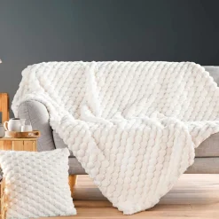 Plaid Et Jeté|douceur d'intu017drieur Plaid fausse fourrure (220 x 240 cm) Frosty Ecru