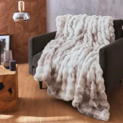 Plaid Et Jeté|EMINZA Plaid fausse fourrure (220 x 240 cm) Toronto Taupe