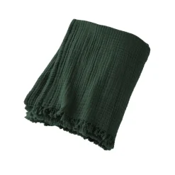 Plaid Et Jeté|EMINZA Plaid gaze de coton (180 x 220 cm) Gaïa Vert sapin