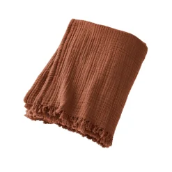 Plaid Et Jeté|Couvre-Lit Et Édredon|EMINZA Plaid gaze de coton (180 x 220 cm) Gaïa Terracotta