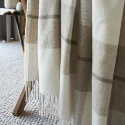 Plaid Et Jeté|Couvre-Lit Et Édredon|L'EFFET PAPILLON Plaid laine naturelle (140 x 200 cm) Marius Beige