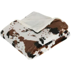 Plaid Et Jeté|ATMOSPHERA Plaid polaire (130 x 160 cm) Vache Marron