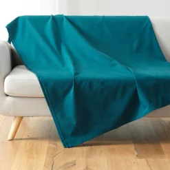Plaid Et Jeté|Couvre-Lit Et Édredon|DOUCEUR D'INTERIEUR Plaid polycoton (220 x 240 cm) Lucile Bleu