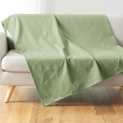 Plaid Et Jeté|Couvre-Lit Et Édredon|DOUCEUR D'INTERIEUR Plaid polycoton (180 x 220 cm) Lucile Vert sauge
