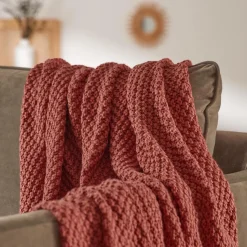 Plaid Et Jeté|EMINZA Plaid tricot (125 x 150 cm) Tessa Terracotta