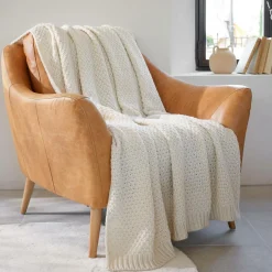 Plaid Et Jeté|EMINZA Plaid tricot (125 x 150 cm) Tessa Ivoire