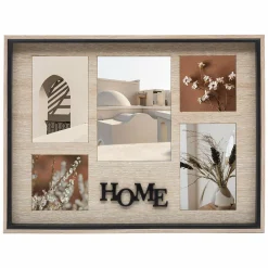 Toile, Cadre, Déco Murale|ATMOSPHERA Pêle-mêle mural 5 photos (H32 cm) Ewen naturel Bois