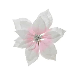 Décoration De Sapin|KAEMINGK Poinsettia de Noël en polyester (D24 cm) Venezia Blanc