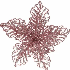 Décoration De Sapin|KAEMINGK Poinsettia de Noël paillettes sur clip (D23 cm) Rose poudré