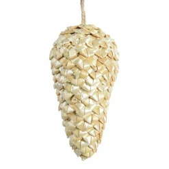 Décoration De Sapin|KAEMINGK Pomme de pin de Noël à suspendre (H11 cm) Paille Or