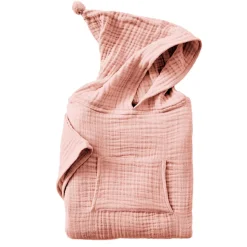 Coussin Et Plaid Enfant|Coussin Et Plaid Enfant|EMINZA Poncho de bain enfant gaze de coton 6/10 ans Gaïa Rose Pêche