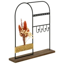 Accessoire Salle De Bain|Objet Déco|Atmosphera, cru017dateur d'intu017drieur Porte bijoux métal et bois (H26 cm) Automne Noir