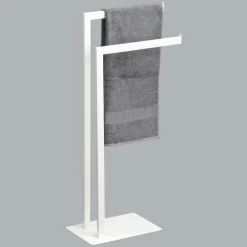 Rangement Salle De Bain|TENDANCE Porte serviette 2 barres (H81 cm) Métal Blanc