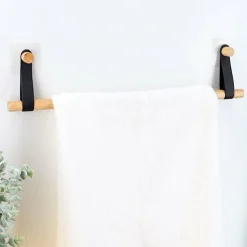 Rangement Salle De Bain|TENDANCE Porte serviette adhésif 1 barre (50 cm) Easy Chic Noir