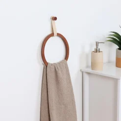 Rangement Salle De Bain|TENDANCE Porte serviette adhésif arrondi (D21 cm) Season Color Beige