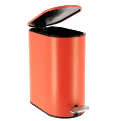 Accessoire Salle De Bain|TENDANCE Poubelle à pédale avec frein de chute Black Line Terre de sienne Rouge brun