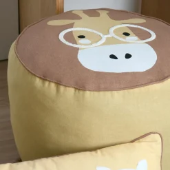 Coussin Et Plaid Enfant|Coussin Et Plaid Enfant|STOF Pouf enfant (40 x 30 cm) Coquin Marron