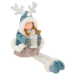 Père Noël, Animaux Et Personnage|Déco Et Objet Lumineux|JJA Poupée lumineuse assise (H41 cm) Alice et bougie Bleu Ciel
