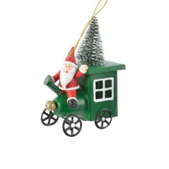 Décoration De Sapin|KAEMINGK Père Noël à suspendre (H11 cm) En voiture Vert