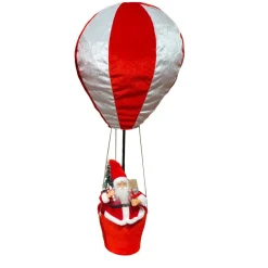 Personnage, Objet Grand Format|Père Noël, Animaux Et Personnage|KOOPMAN Père Noël en Montgolfière (H97 cm) À l'aventure Blanc et Rouge