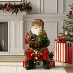 Père Noël, Animaux Et Personnage|EMINZA Père Noël traditionnel (H80 cm) Casse-noisette Marionnette Rouge