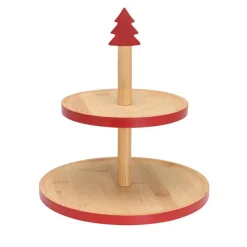 Vaisselle De Noël|KOOPMAN Présentoir à gâteaux (H26 cm) Les Alpes Rouge Naturel