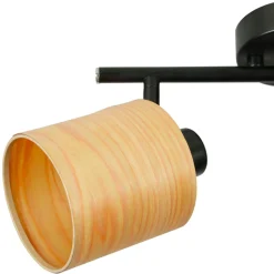 Applique|OSTARIA Rampe de spot 2 abat-jours métal et bois (L31 cm) Alaska Noir