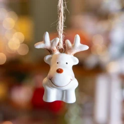 Décoration De Sapin|KAEMINGK Renne de Noël à suspendre (H6 cm) Dolomite Blanc