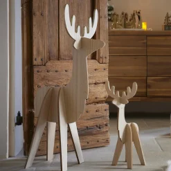 Déco Et Objet De Noël|KAEMINGK Renne de Noël en bois (H48 cm) Esprit scandinave Naturel