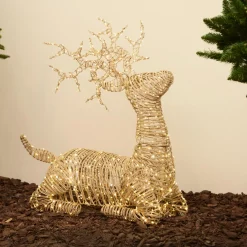 Personnage, Objet Grand Format|Déco Et Objet Lumineux|EMINZA Renne lumineux 630 Led (H88 cm) Dan résine tressée et Blanc chaud Naturel