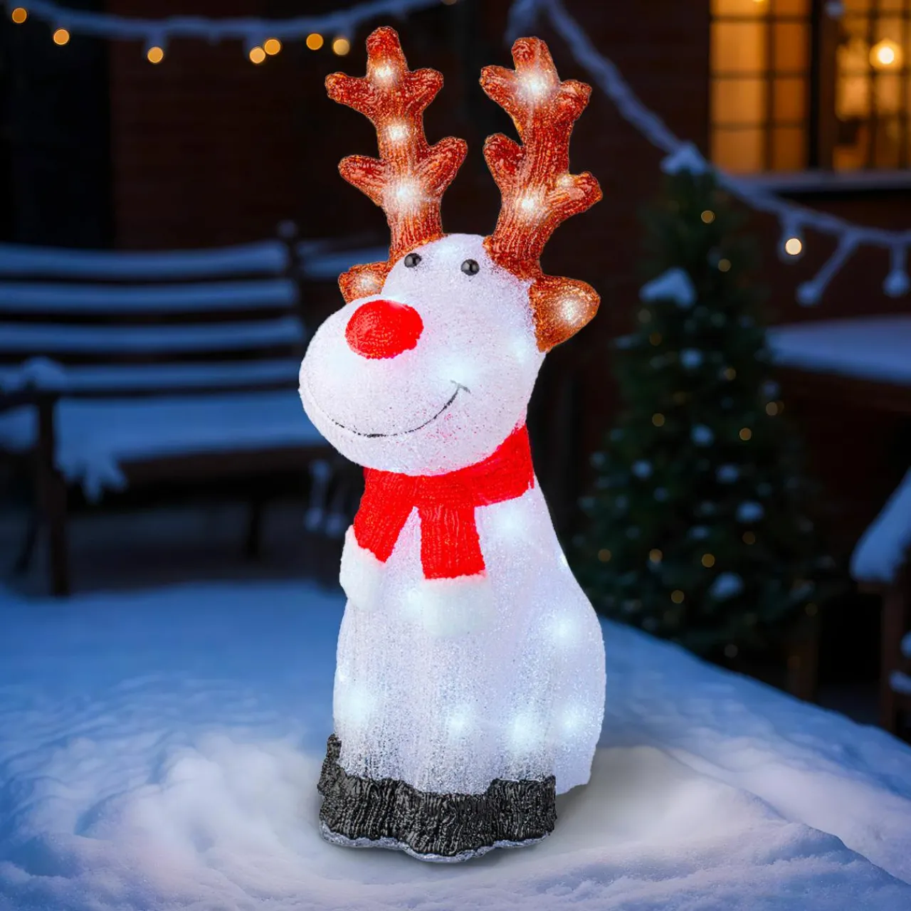 Père Noël, Animaux Et Personnage|Déco Et Objet Lumineux|EMINZA Renne lumineux 40 LED (H50 cm) Dasher Blanc froid