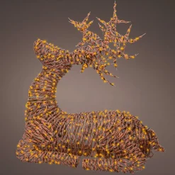 Père Noël, Animaux Et Personnage|Déco Et Objet Lumineux|EMINZA Renne lumineux 630 Led (H88 cm) Stan résine tressée Brun et Blanc chaud Marron