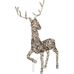 Personnage, Objet Grand Format|Déco Et Objet Lumineux|EMINZA Renne lumineux 360 Micro LED (H124 cm) Glenn résine tressée Brun Blanc chaud Marron