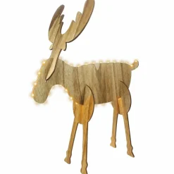 Déco Et Objet De Noël|Déco Et Objet Lumineux|BLACHERE Renne lumineux à piles à emboiter (H18 cm) Wood Blanc chaud