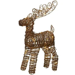 Père Noël, Animaux Et Personnage|Déco Et Objet De Noël|KAEMINGK Renne lumineux à piles 50 Micro LED (H55 cm) Rotin Brun/blanc chaud Naturel