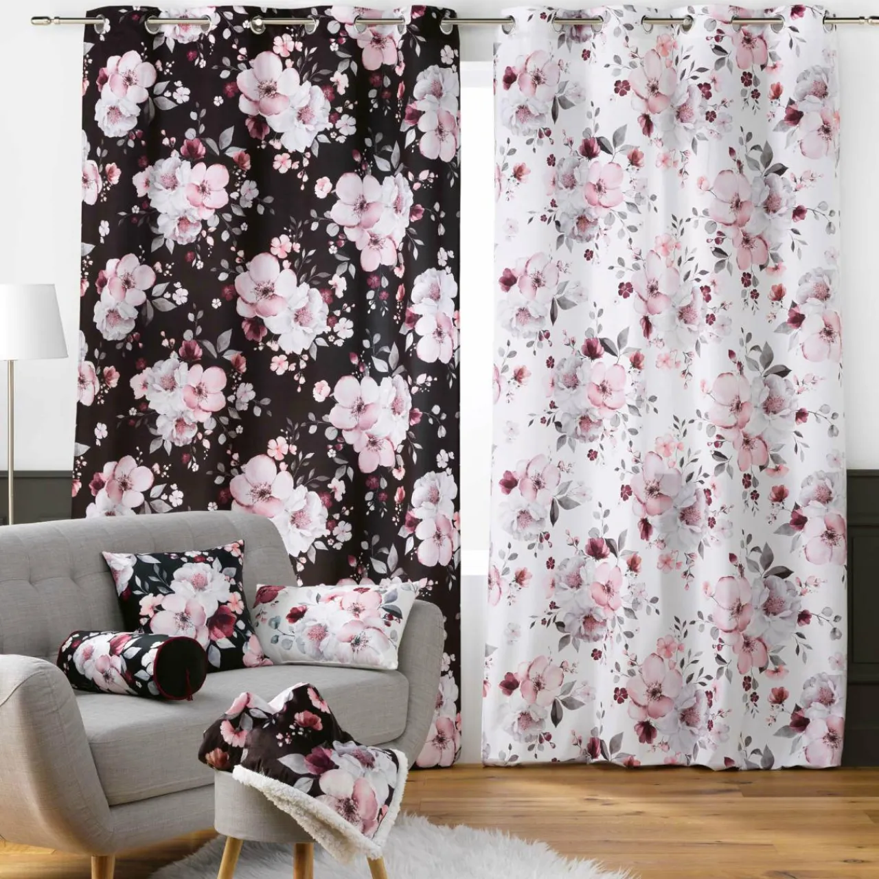 Rideau|DOUCEUR D'INTERIEUR Rideau (140 x 240 cm) Velvet flower Blanc