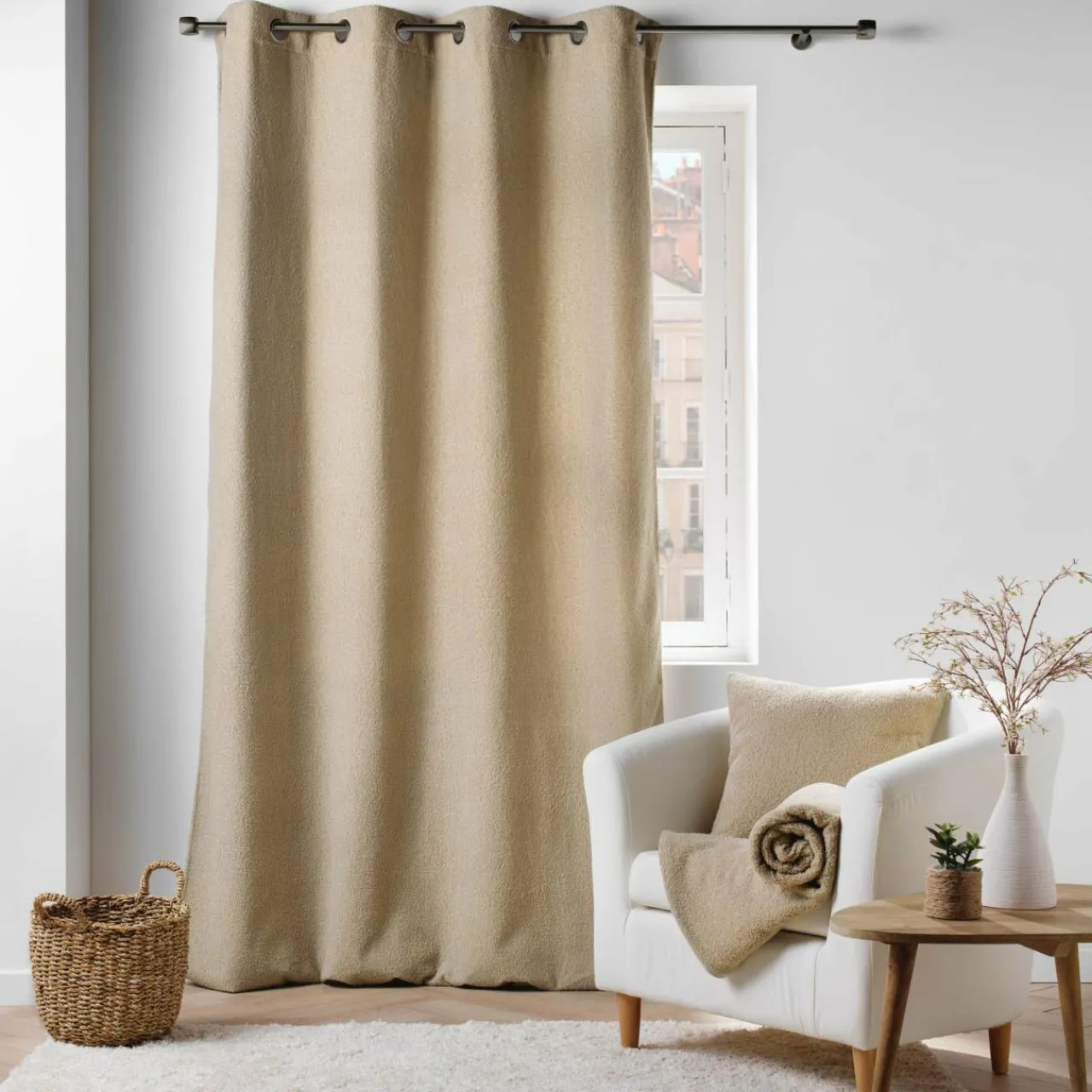Rideau|DOUCEUR D'INTERIEUR Rideau bouclette (140 x 240 cm) Wooly Beige