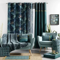 Rideau|DOUCEUR D'INTERIEUR Rideau coton (140 x 240 cm) Artchic Bleu canard