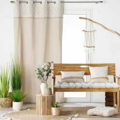 Rideau|DOUCEUR D'INTERIEUR Rideau coton (140 x 240 cm) Bahina Beige