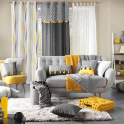 Rideau|DOUCEUR D'INTERIEUR Rideau coton (140 x 240 cm) Neo Casa Gris