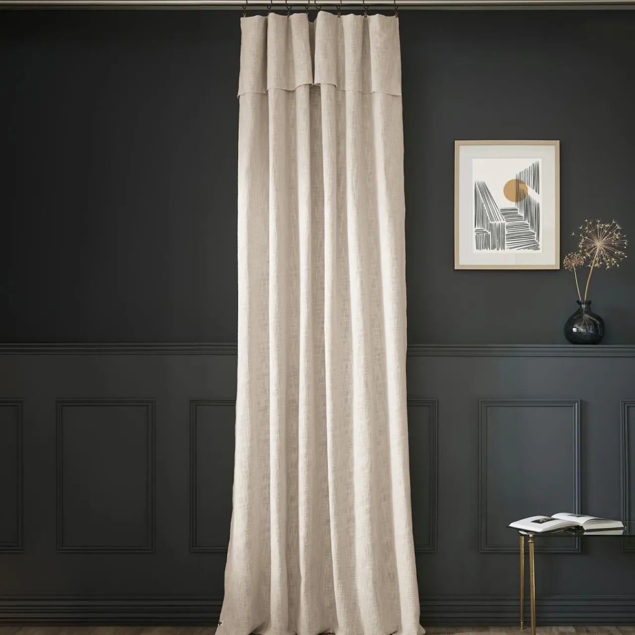 Rideau|L'EFFET PAPILLON Rideau coton ajustable (140 x max 270 cm) Sixtine Beige