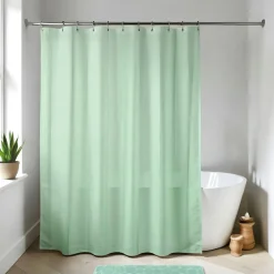 Accessoire Salle De Bain|Rideau De Douche|TENDANCE Rideau de douche à anneaux (180 x 200 cm) Uni Vert amande Vert menthe
