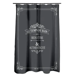 Accessoire Salle De Bain|Rideau De Douche|douceur d'intu017drieur Rideau de douche à anneaux (180 x 200 cm) Vintage Gris