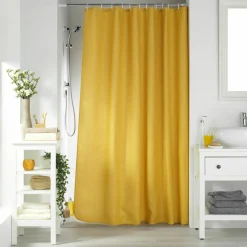 Accessoire Salle De Bain|Rideau De Douche|douceur d'intu017drieur Rideau de douche effet tissé à anneaux (180 x 200 cm) Quartz miel Jaune