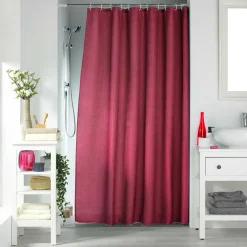 Accessoire Salle De Bain|Rideau De Douche|douceur d'intu017drieur Rideau de douche effet tissé à anneaux (180 x 200 cm) Quartz framboise Rose
