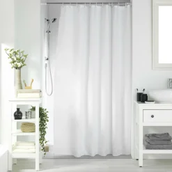 Accessoire Salle De Bain|Rideau De Douche|douceur d'intu017drieur Rideau de douche effet tissé à anneaux (180 x 200 cm) Quartz Blanc