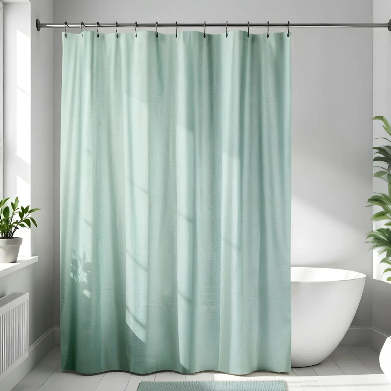 Accessoire Salle De Bain|Rideau De Douche|TENDANCE Rideau de douche en microfibre (180 x 200 cm) Gauffré Vert Eucalyptus