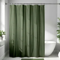 Accessoire Salle De Bain|Rideau De Douche|TENDANCE Rideau de douche en microfibre (180 x 200 cm) Gauffré Vert kaki